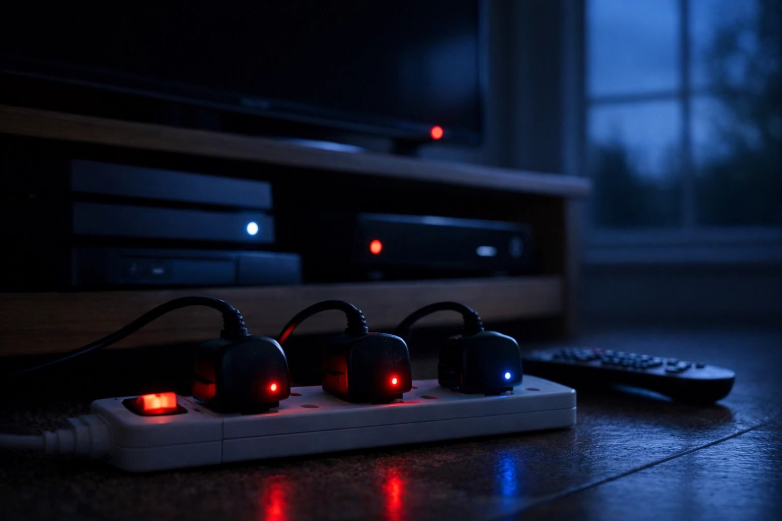 TV and devices on standby wasting energy in UK living room