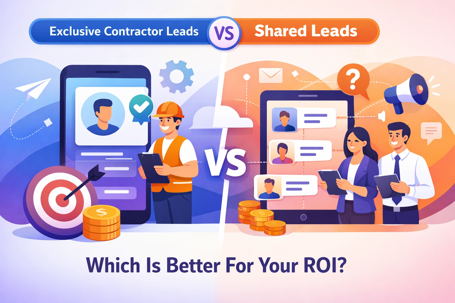 Contractor comparing exclusive and shared lead options for better ROI
