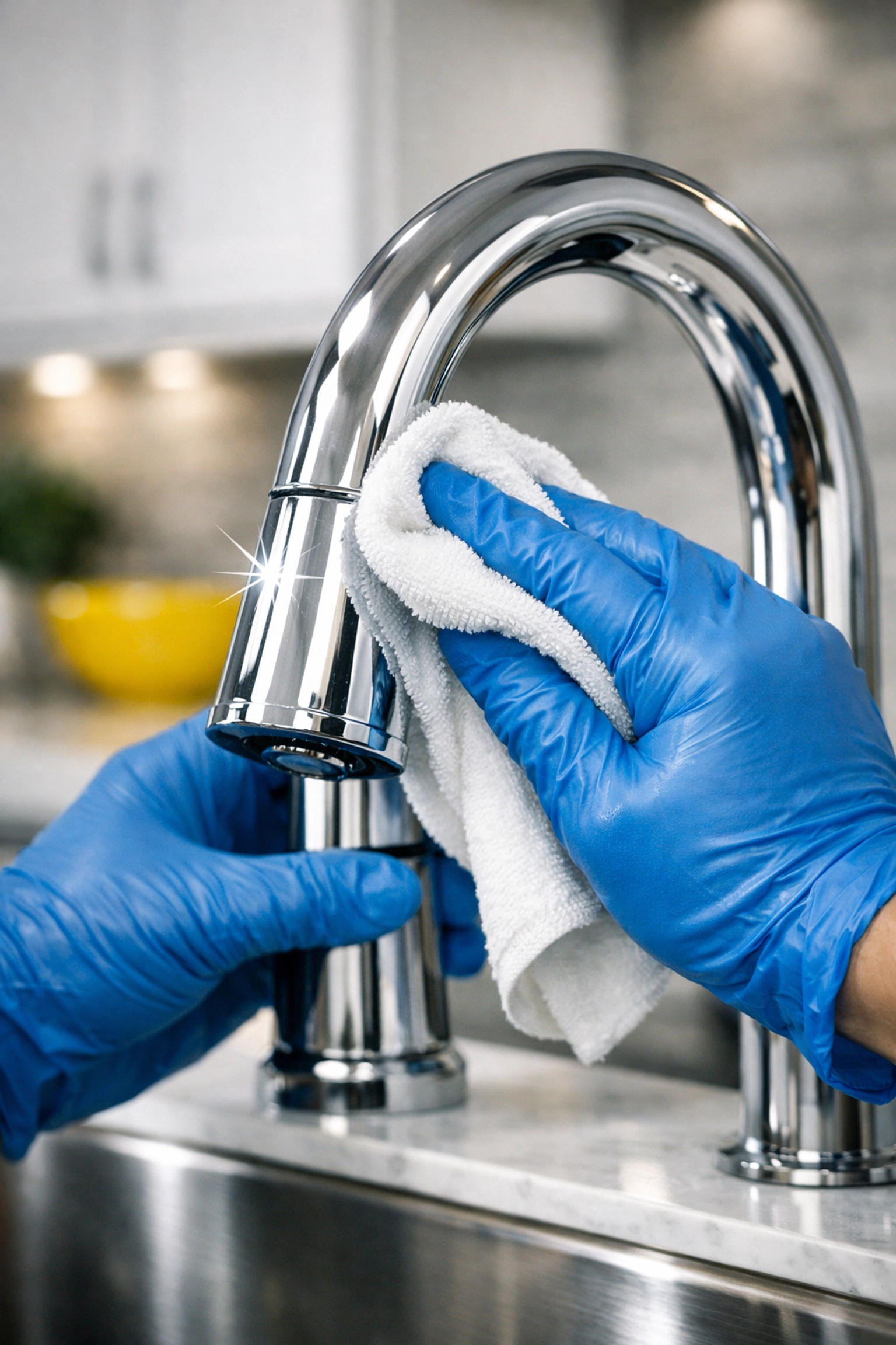 Professional move-out cleaning services polishing kitchen fixtures for a full security deposit return.