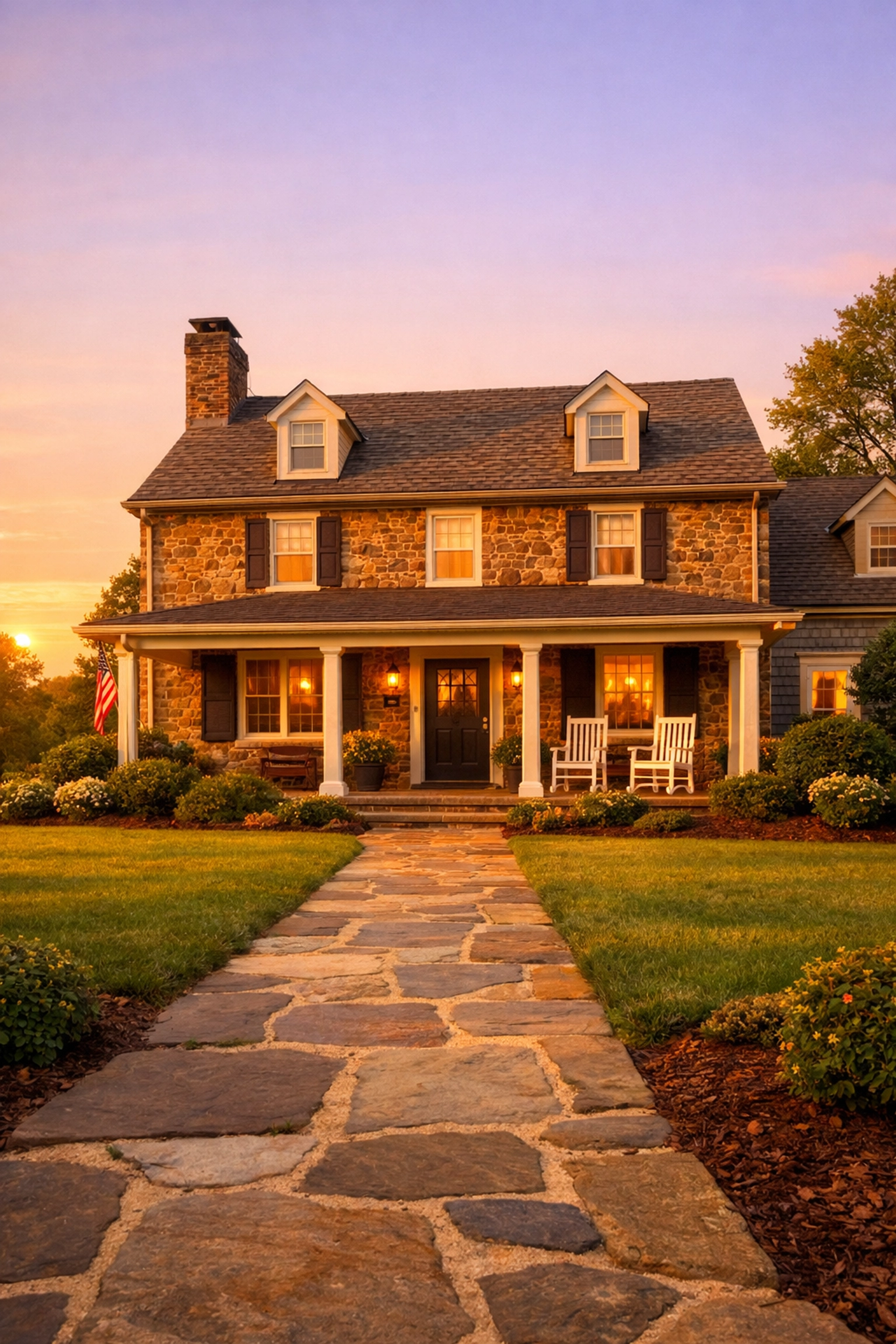 A classic stone home in Bucks County, symbolizing stable and affordable senior living.
