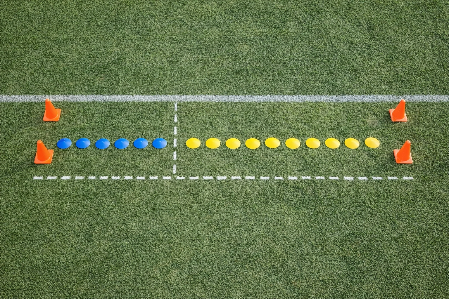 Diagram of 20-meter flying sprint setup showing acceleration and timing zones with cones