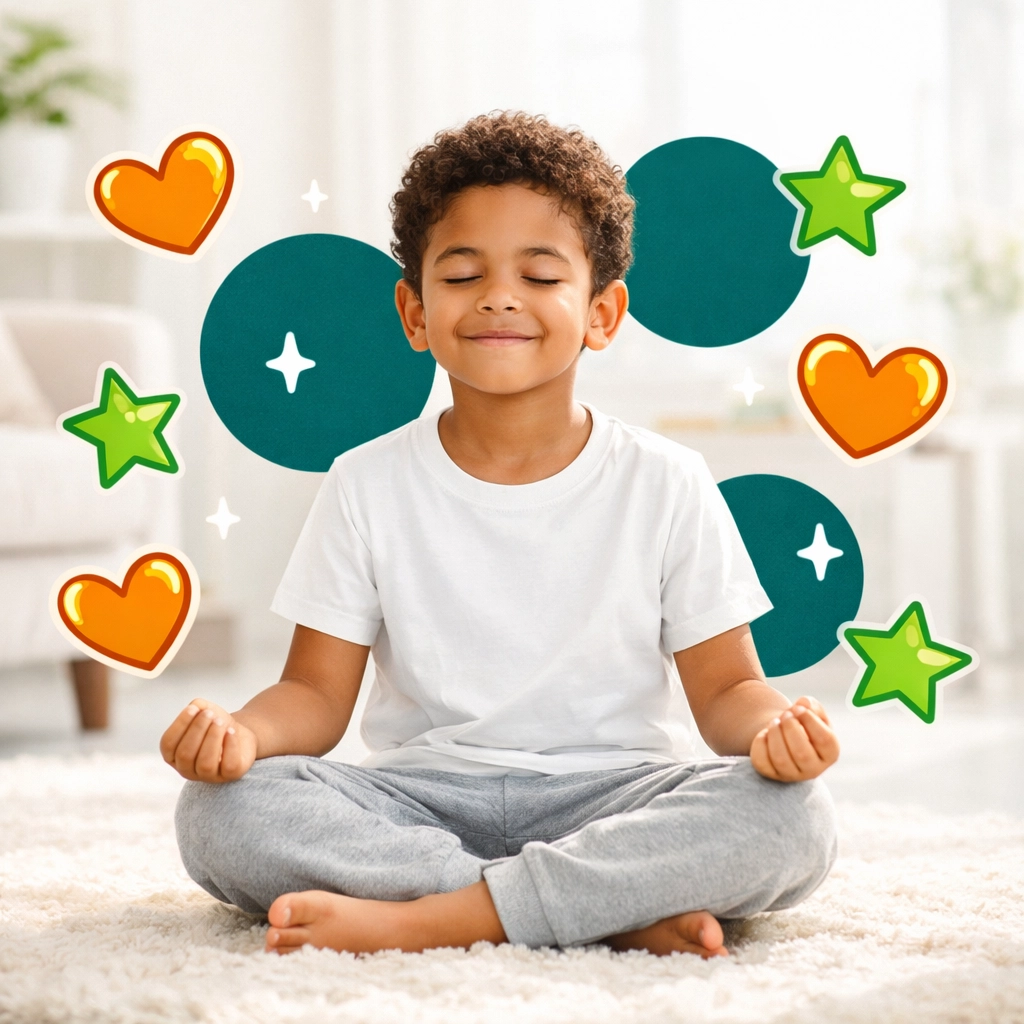 Young boy practicing mindfulness to build emotional intelligence and resilience in a faith-based framework.