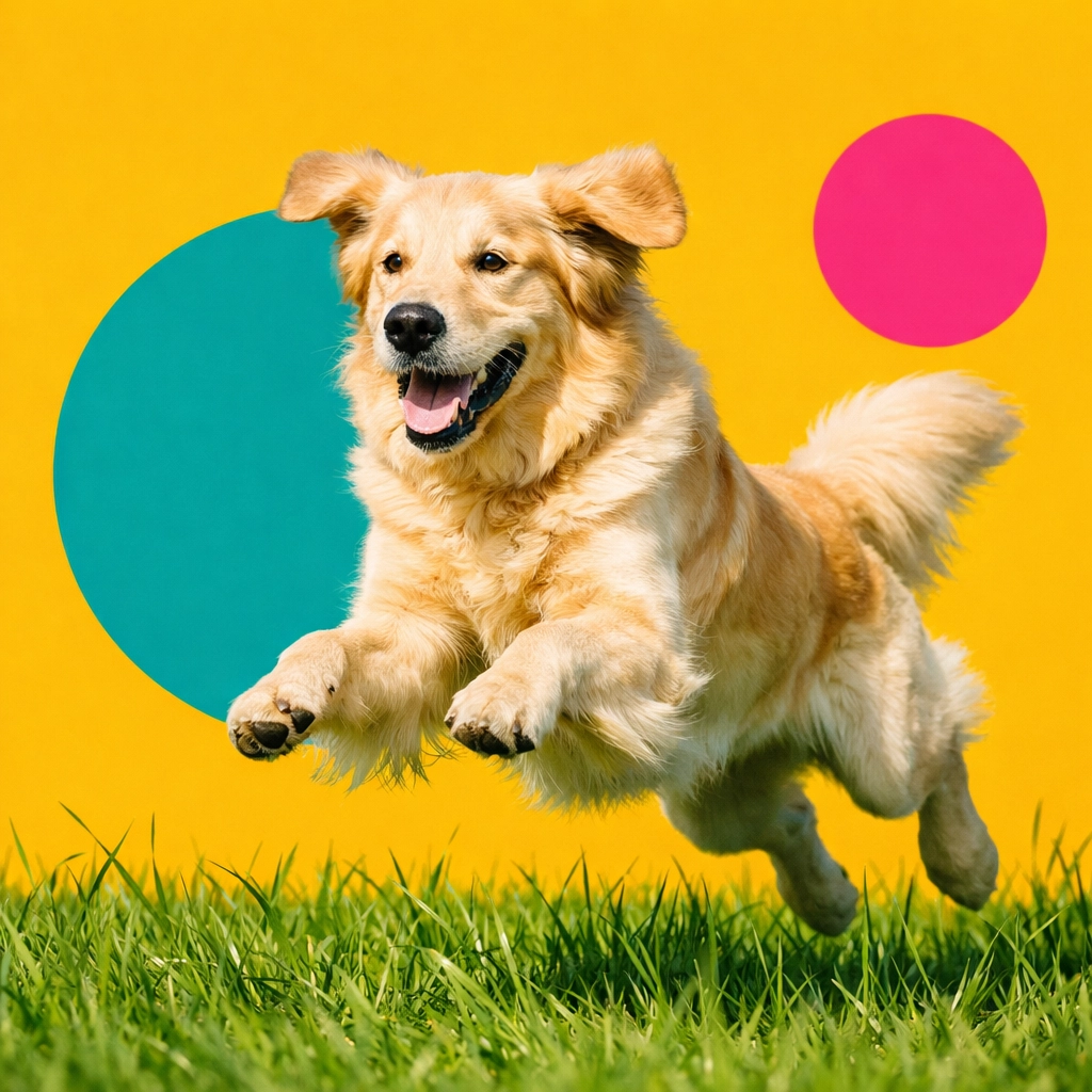 Healthy Golden Retriever running in tall grass, showing a pet protected by flea and tick prevention.