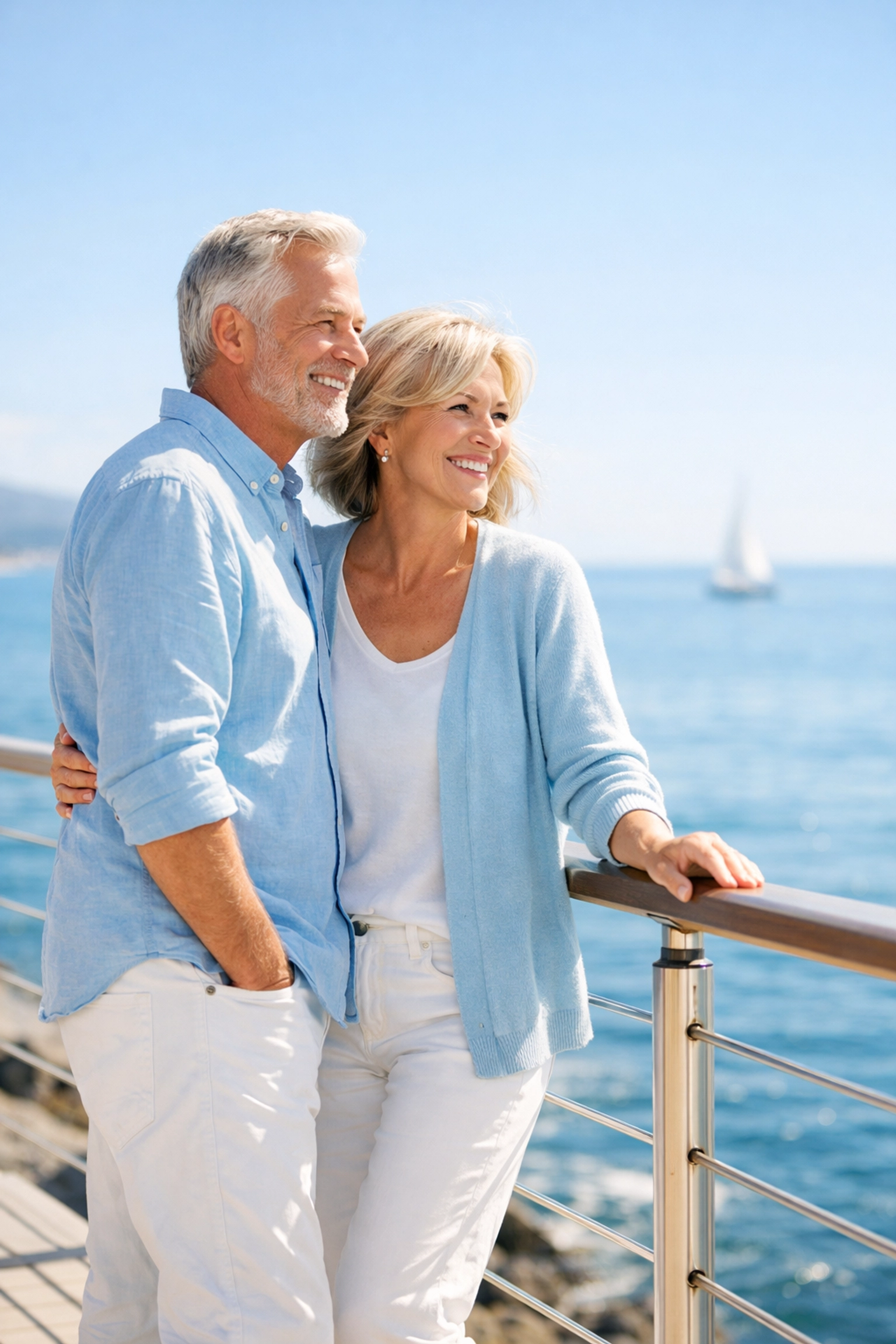Retired couple enjoying healthcare freedom and travel with a Medicare Supplement insurance plan.