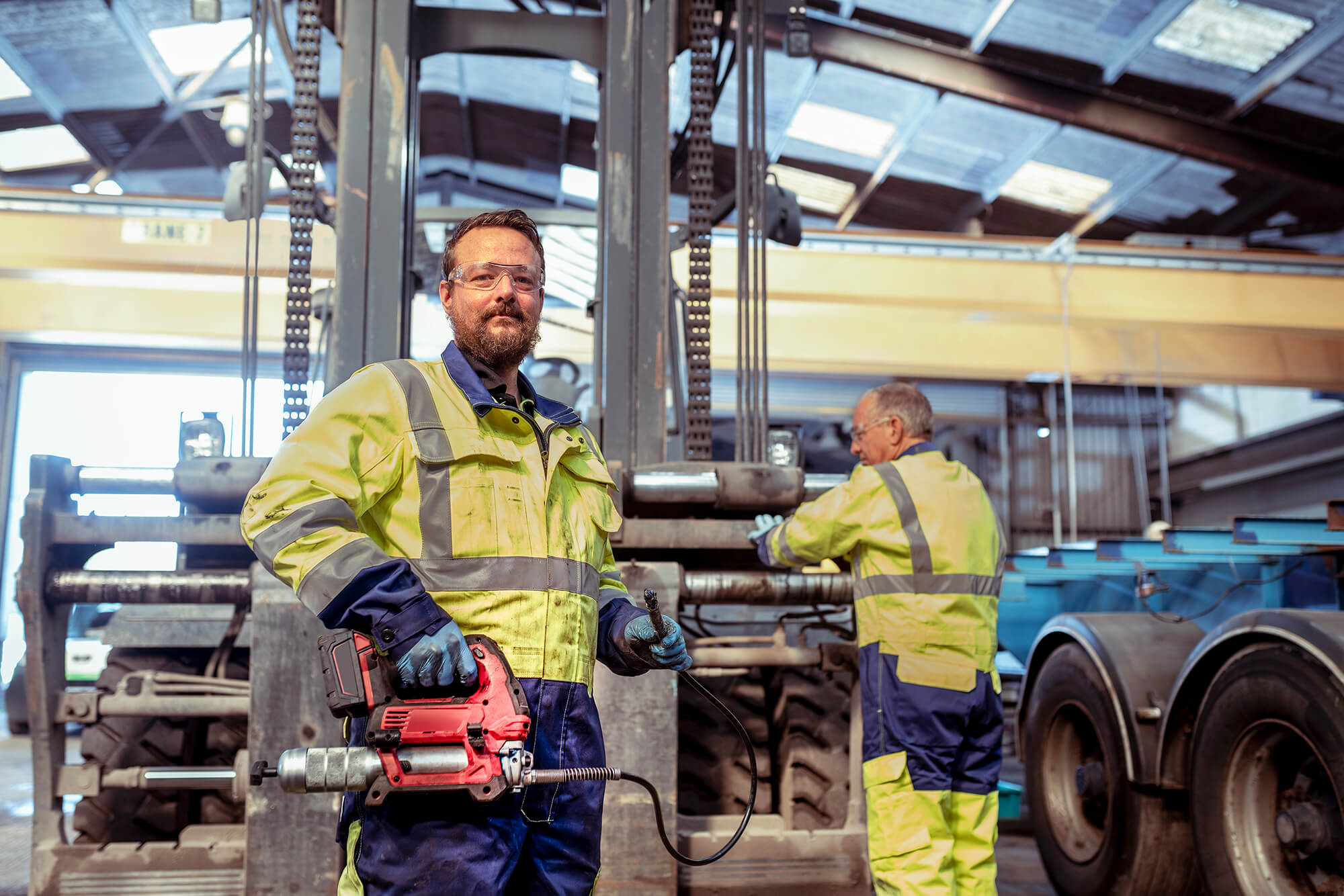 Hickman Engineering Technicians Servicing Forklift