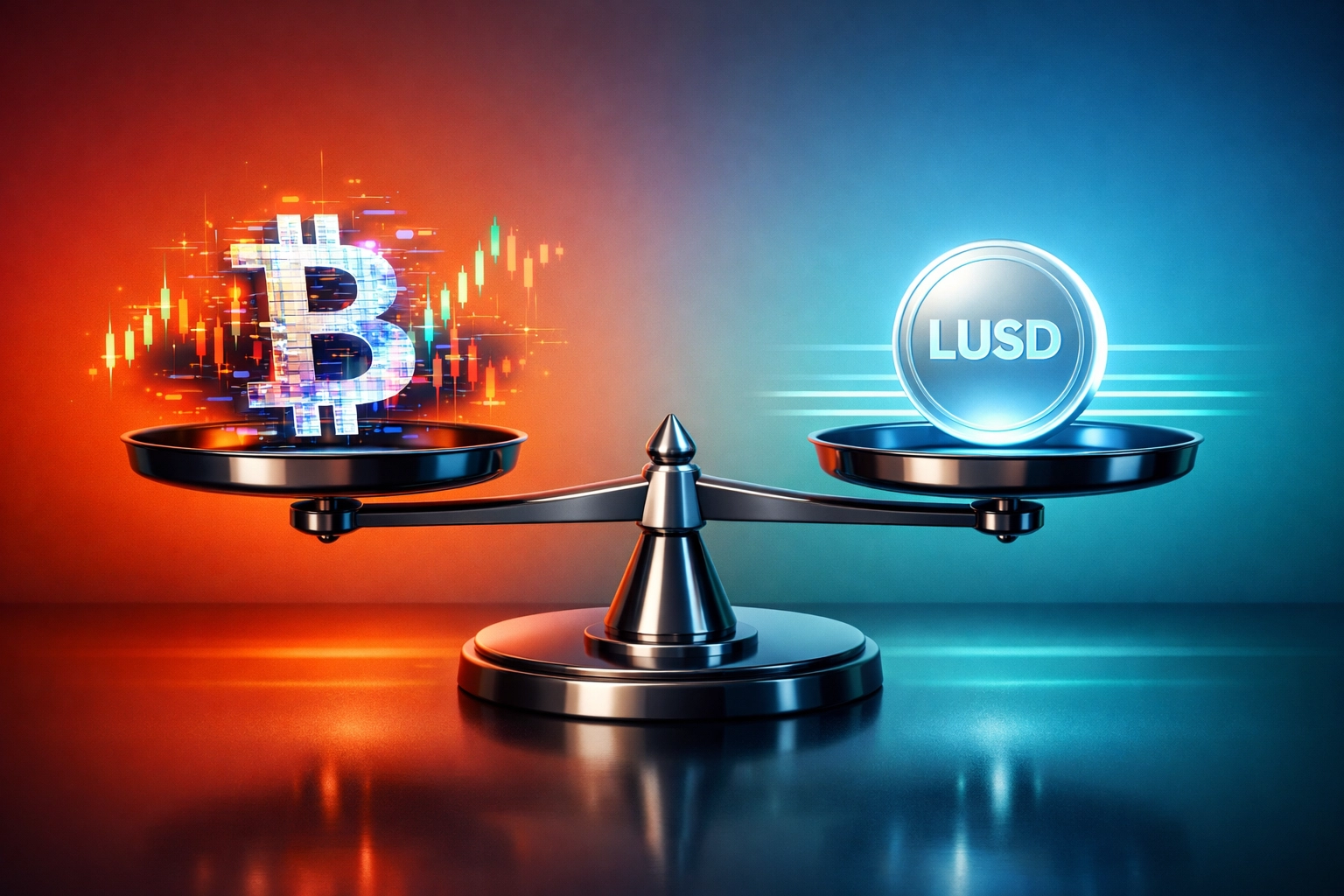 LUSD stablecoin balanced against volatile cryptocurrency for stable merchant payments