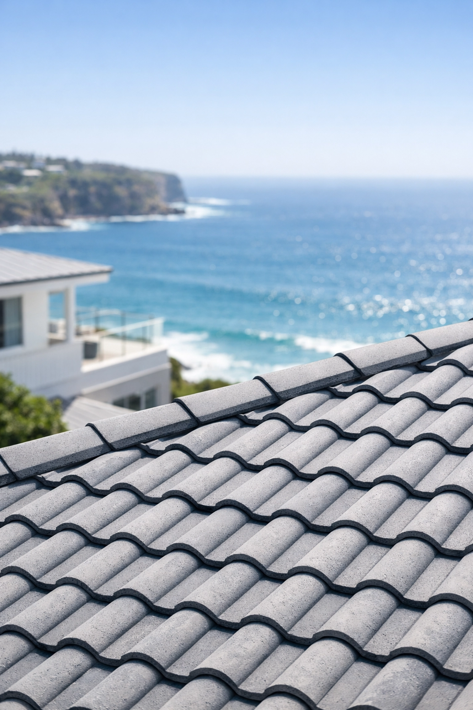 Roof tiles on a Sydney Northern Beaches coastal home exposed to sea breezes and salt air.