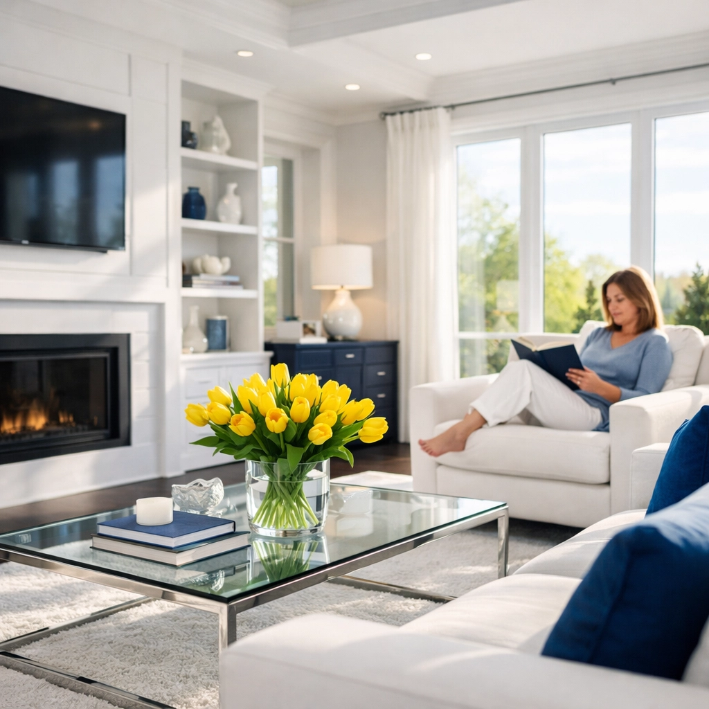 A relaxed Leominster resident enjoying a clean home provided by professional cleaners in Leominster MA.