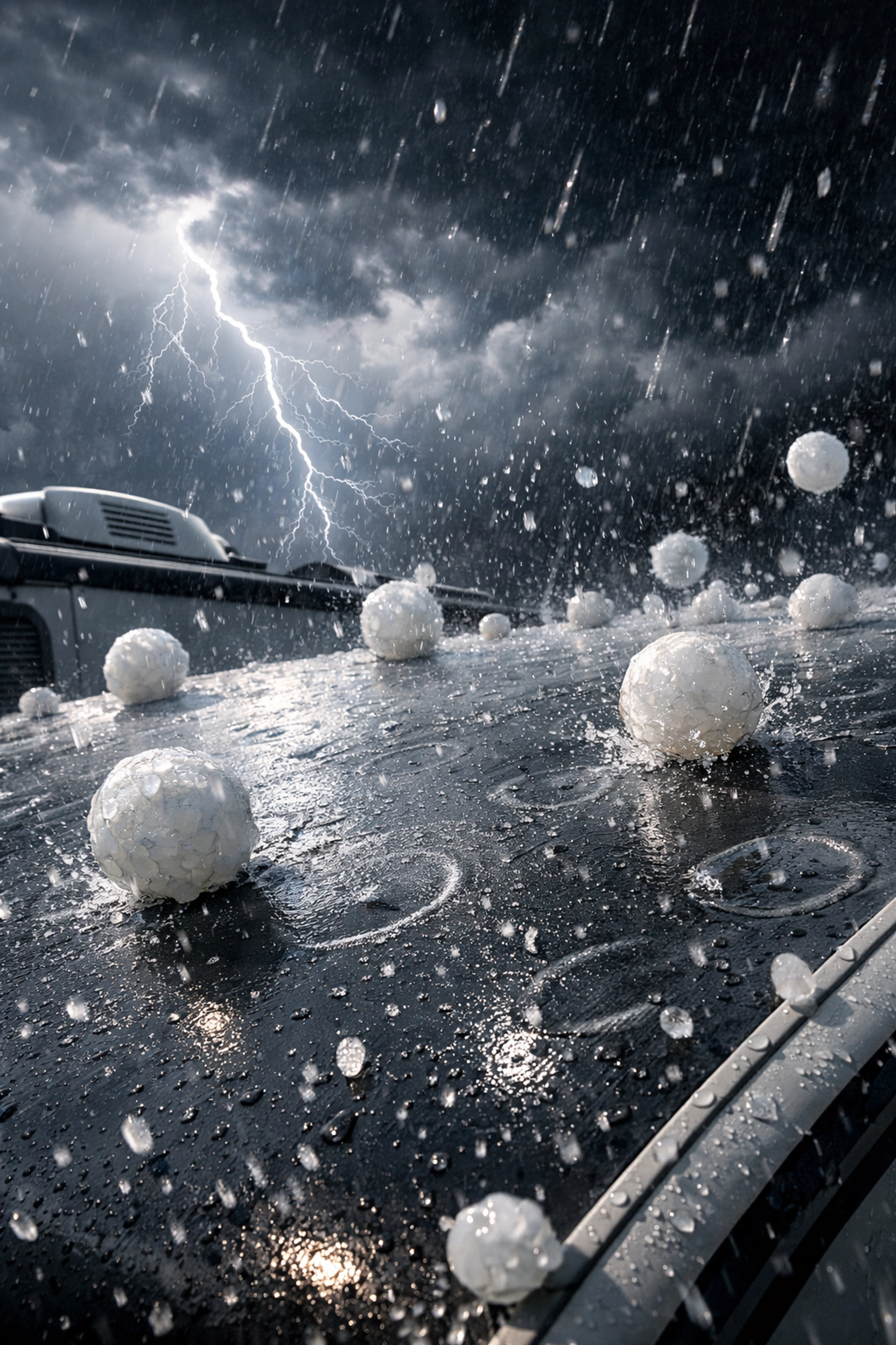 Hail-resistant travel trailer roof withstanding large hailstones during severe storm