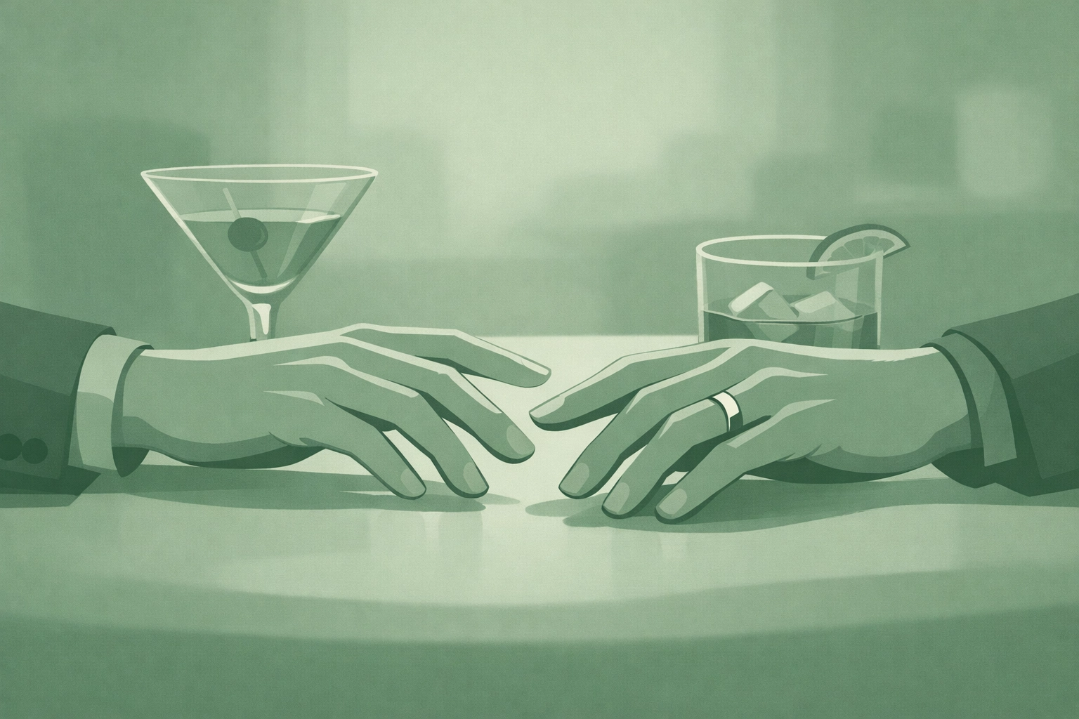 Married bisexual man's hand with wedding ring at private MM party showing intimate connection