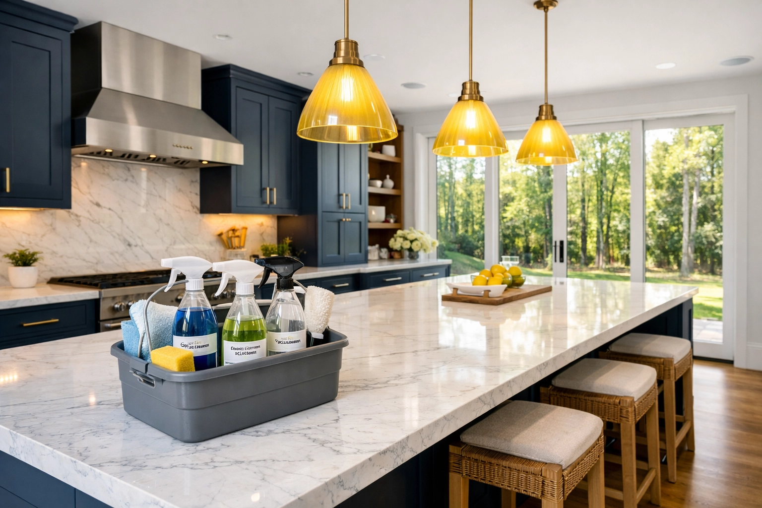 Spotless Westford luxury kitchen showing professional MetroWest house cleaning standards.