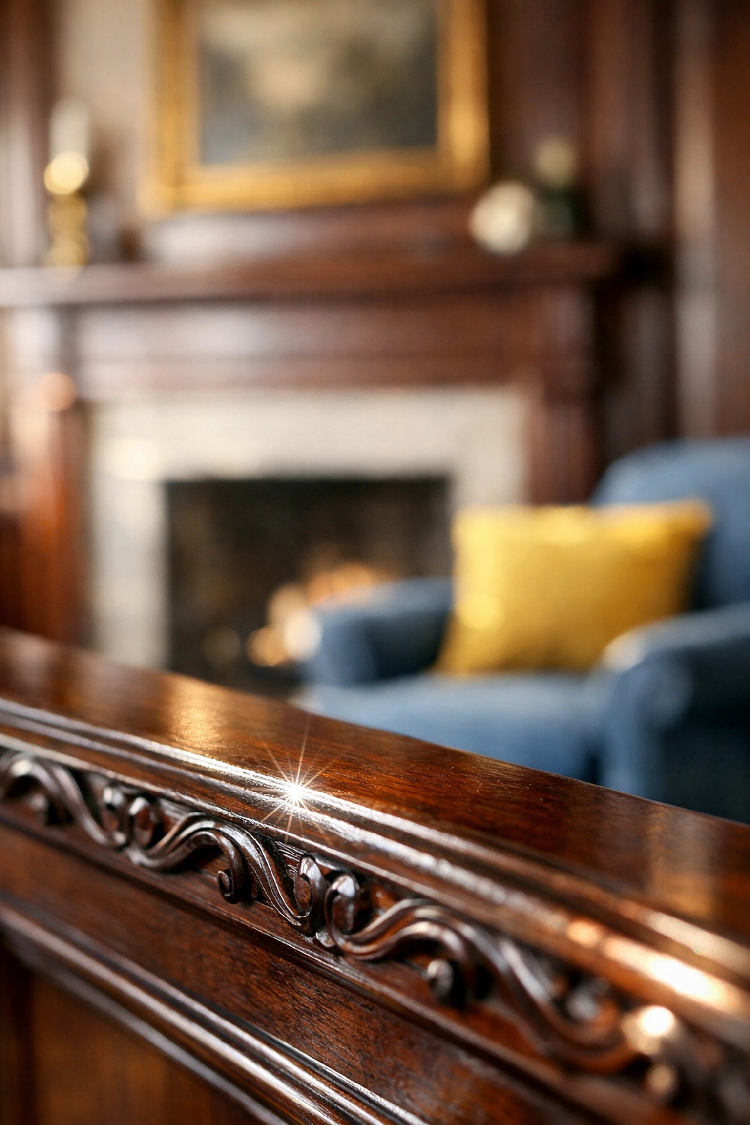 Meticulously cleaned historic Concord home living room showing professional dusting and surface care.