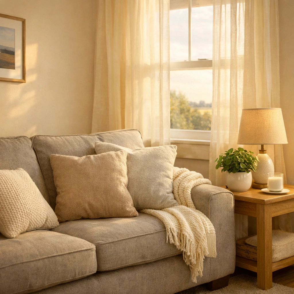 Comfortable Fenland rental property living room showing tenant security and stability