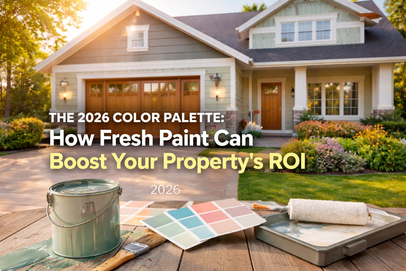 Modern living room with trending 2026 paint colors for high ROI.