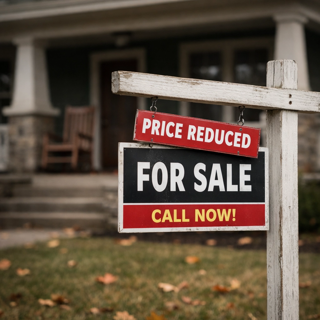 A Nashville house with a 'Price Reduced' sign on the front lawn, representing a property that didn't sell on the MLS.