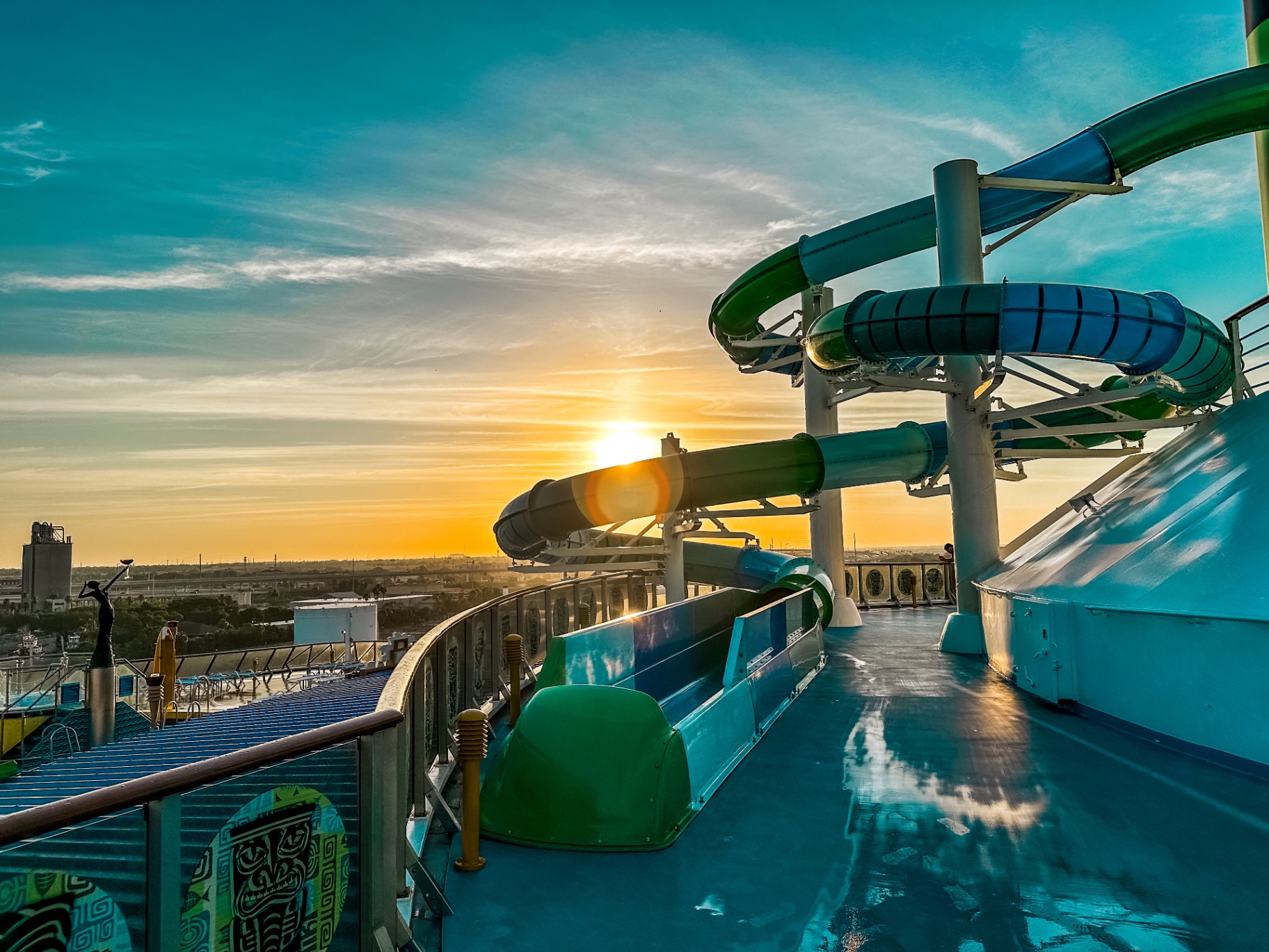 Waterslide at sunrise on Margaritaville at Sea Islander.