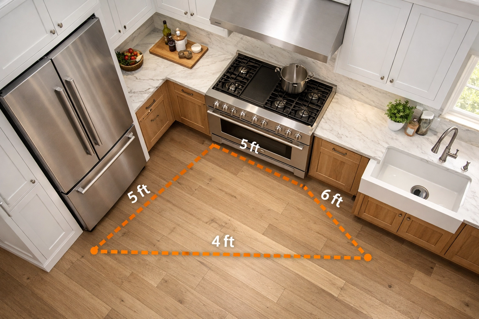 Efficient kitchen work triangle layout in modern Orlando kitchen remodeling project