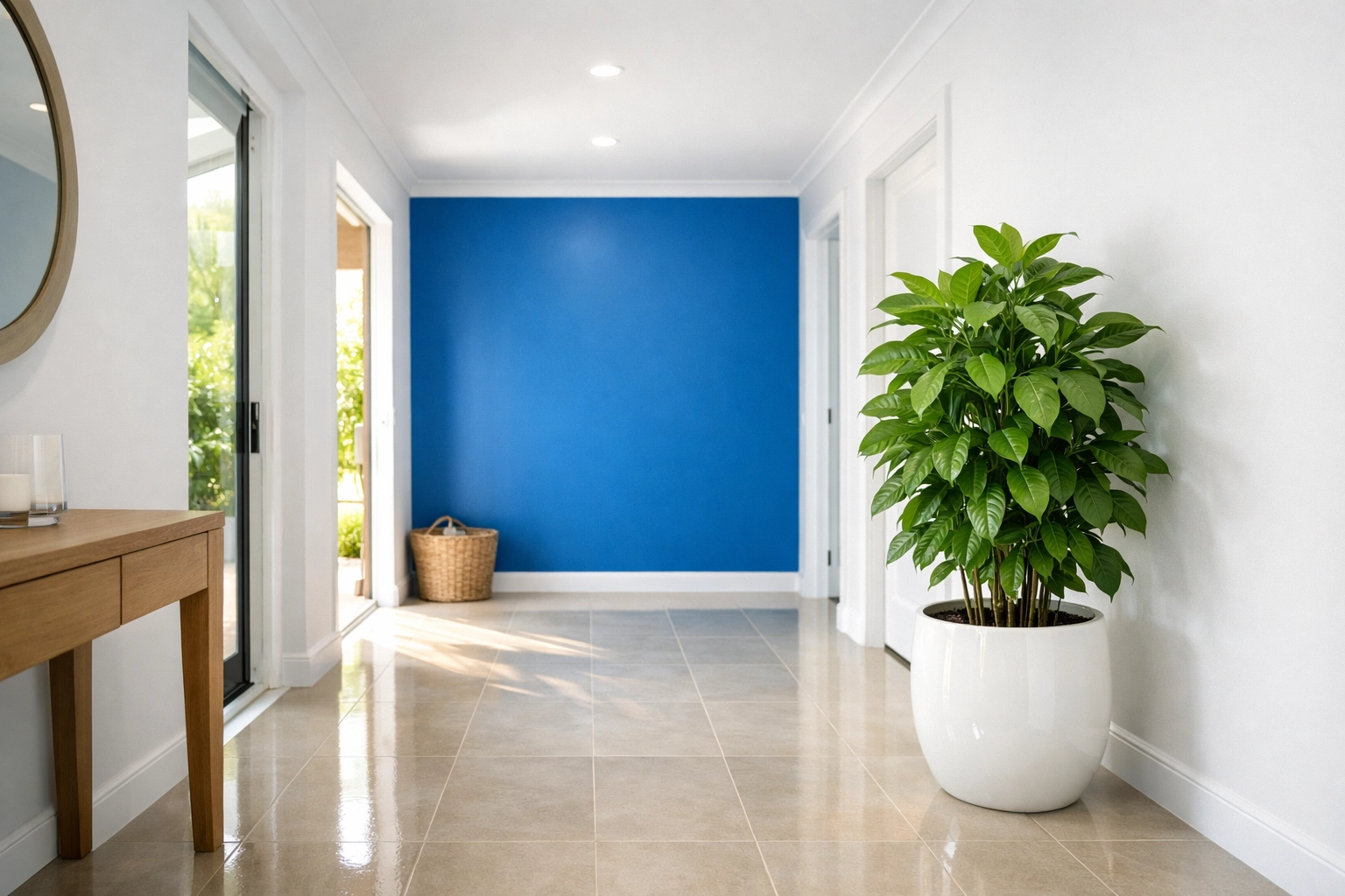 Bright and airy home entryway showcasing a fresh environment from eco-friendly sanitization in Lincoln.