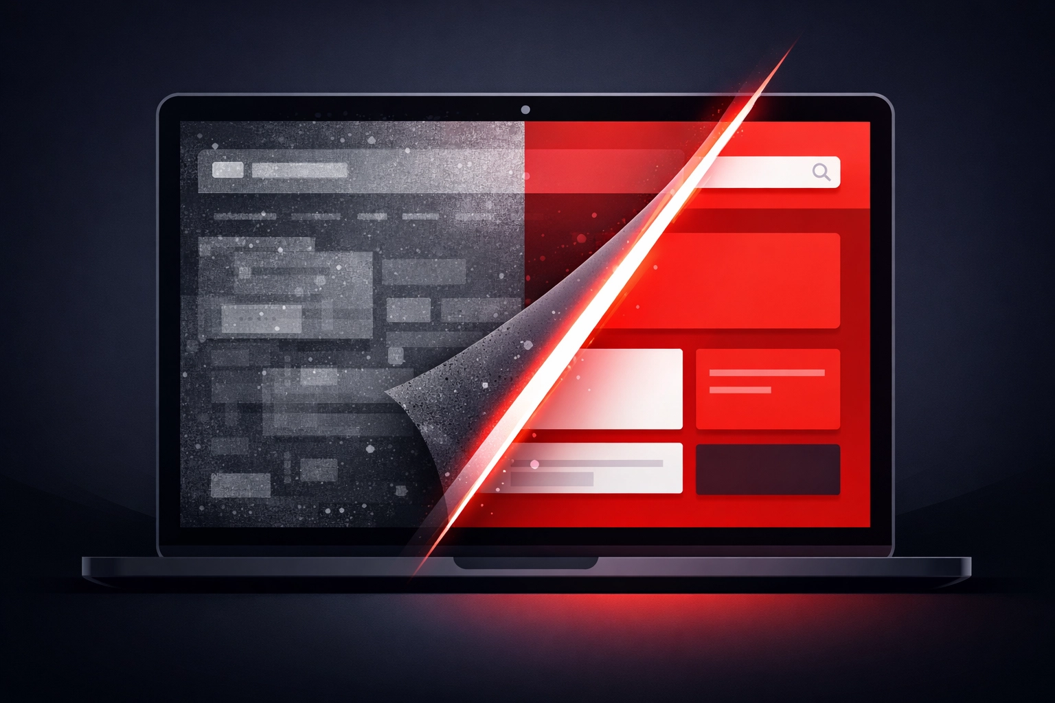 Modern laptop interface showing a professional website redesign for a 2026 business look.