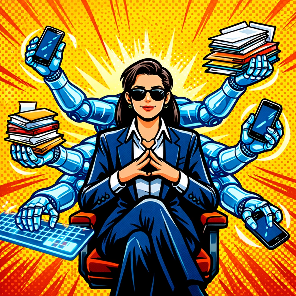 An ai virtual assistant for business managing multiple tasks and documents for an organized business owner.