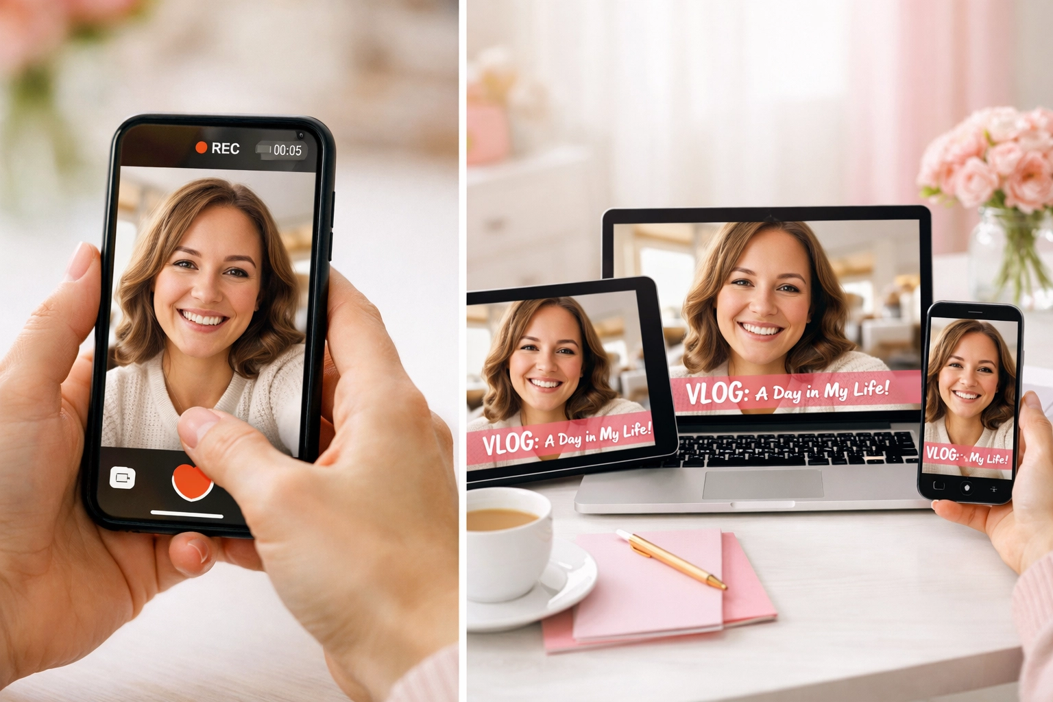 Recording authentic video content for repurposing across multiple social media platforms