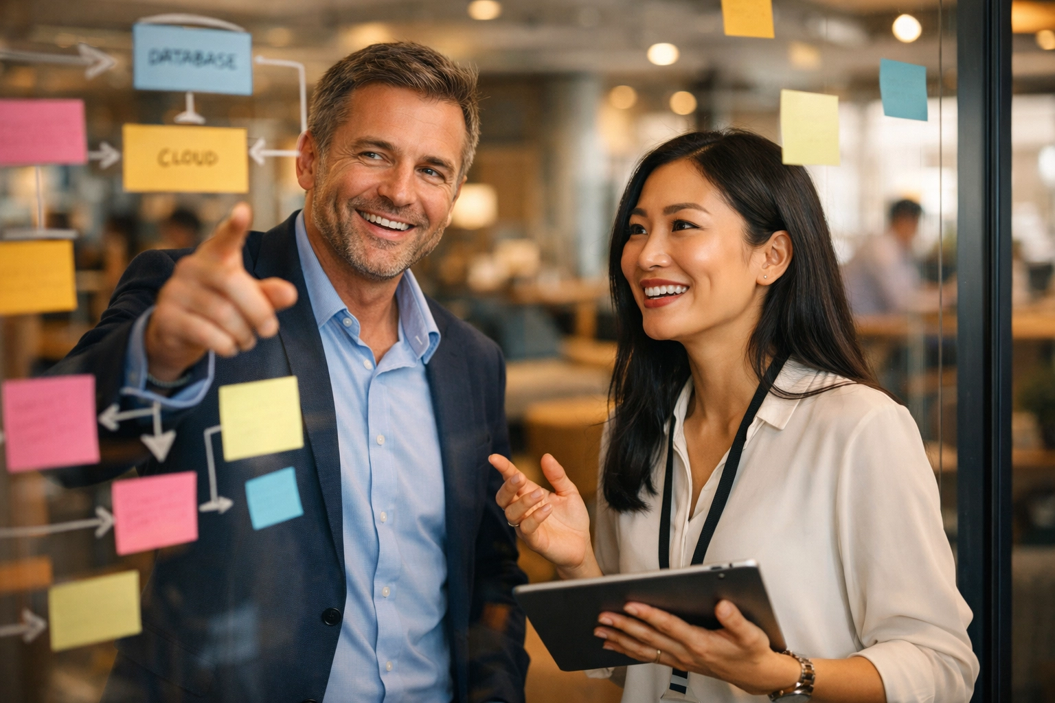 ServiceNow consulting experts strategizing ITOM and ITAM integration workflows in a collaborative office space.