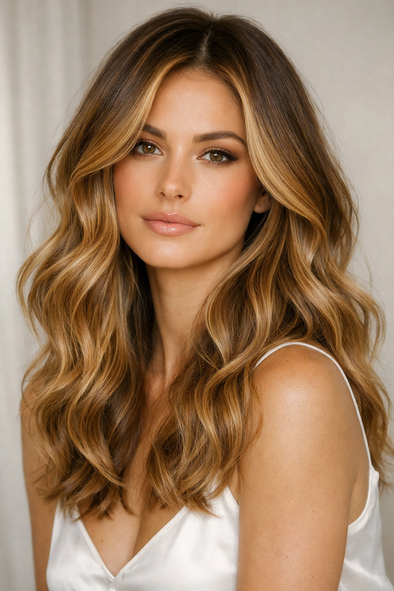 Stunning lived-in color transformation with honey waves at The Color Lounge, a premier hair salon in Concord NH.