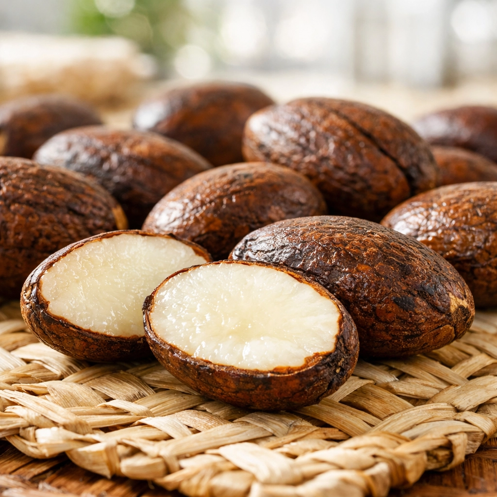 Premium Nigerian bitter kola nuts sliced to show fresh quality for wholesale herbal remedy sourcing.