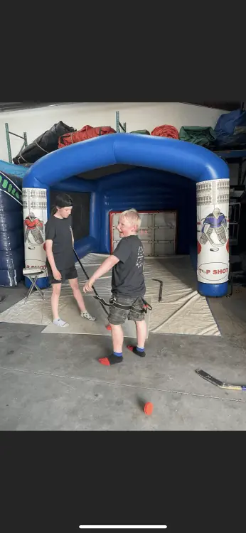 Inflatable Hockey Slap Shot Game Testing