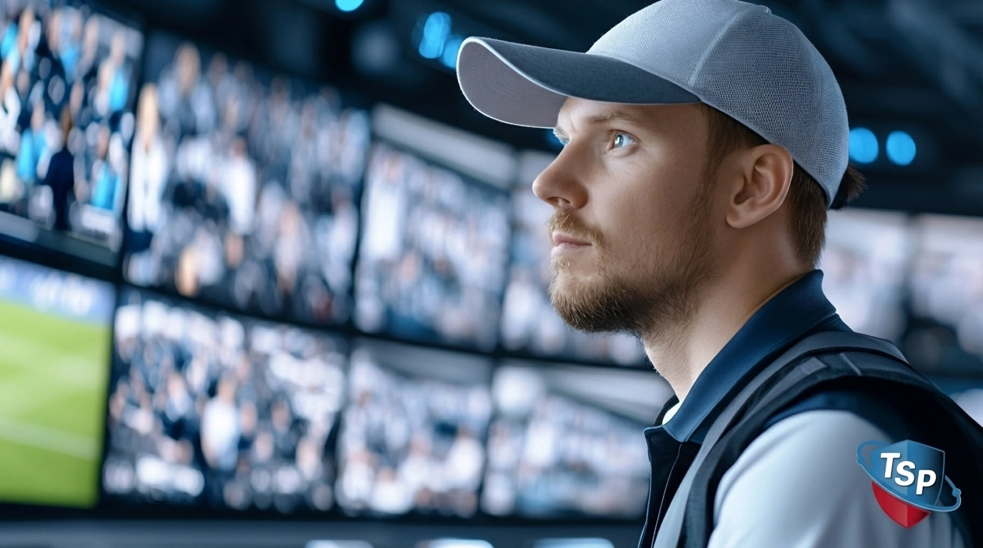 Security professional in control room