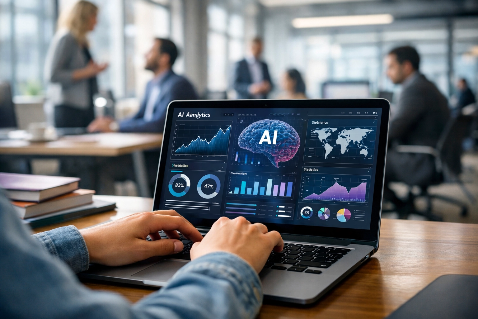 Student working on AI and data analytics with future career path ahead