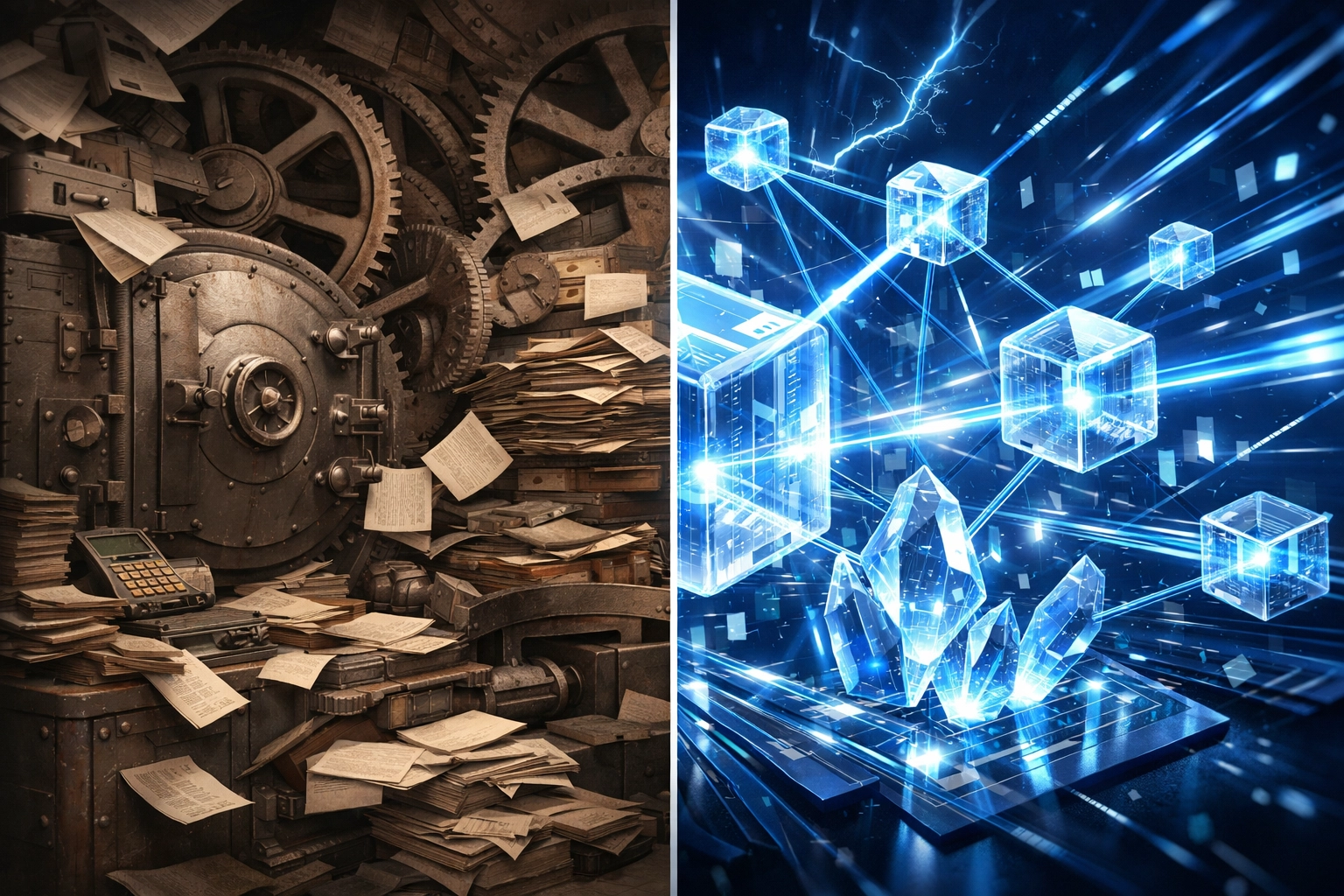 Traditional banking infrastructure vs Web3 blockchain payment networks comparison