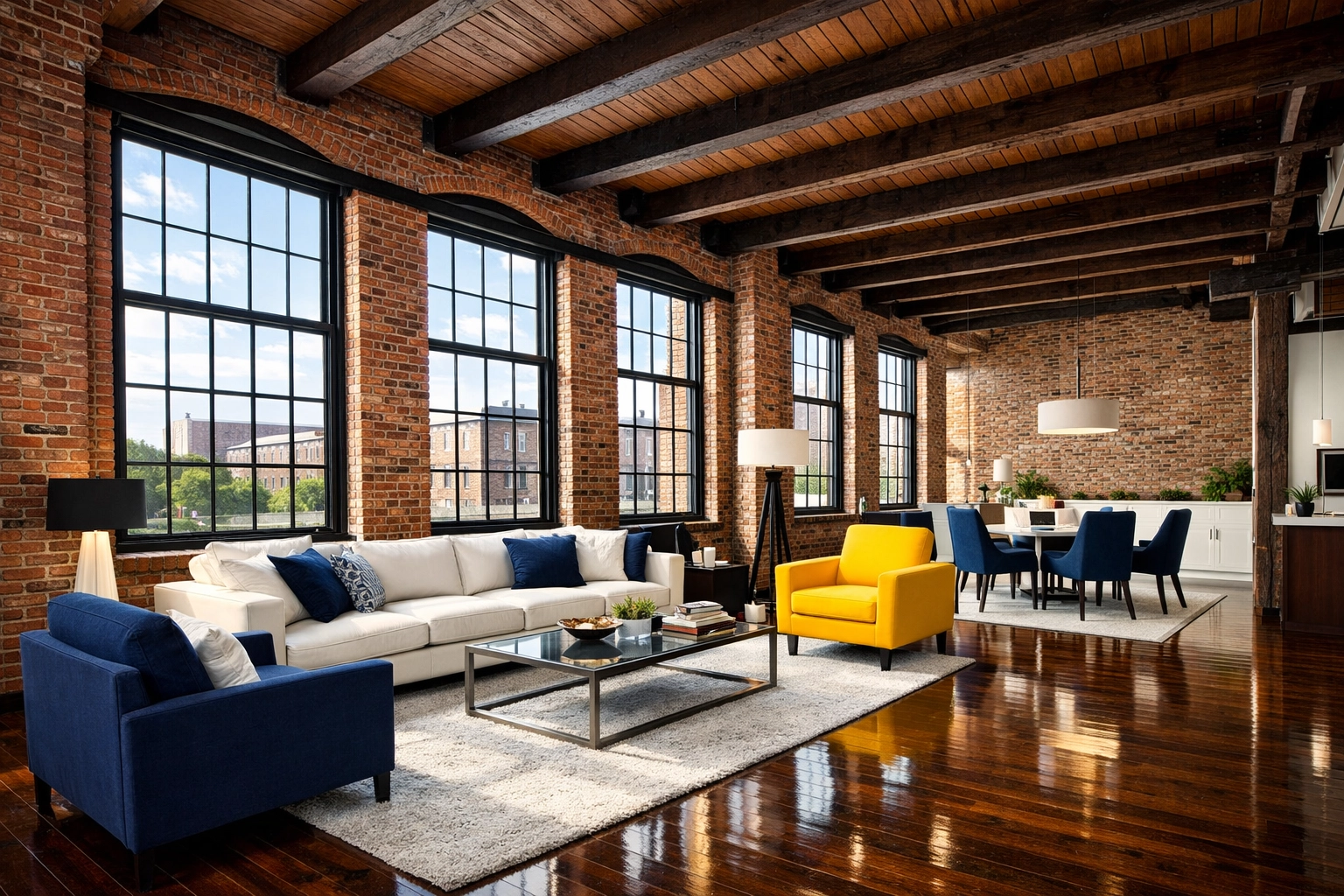 A spotless historic Lowell mill loft showing the results of professional move-in/move-out cleaning Lowell.