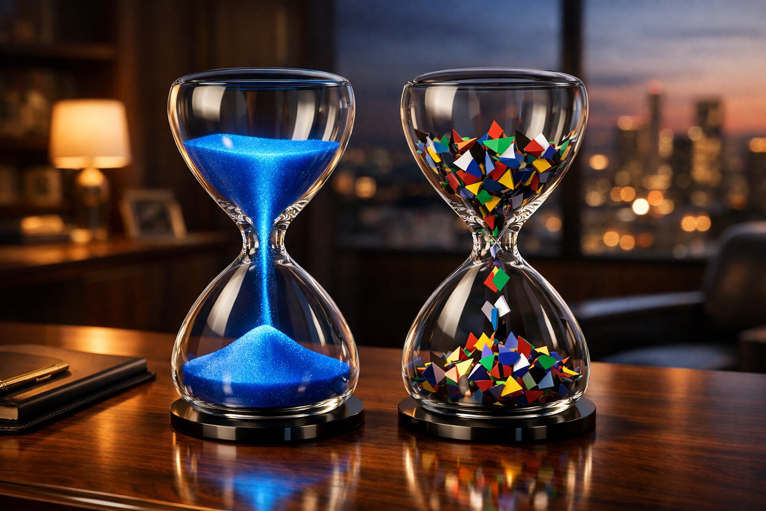 Comparing stable recurring management fees to volatile transaction revenue in property management valuations.