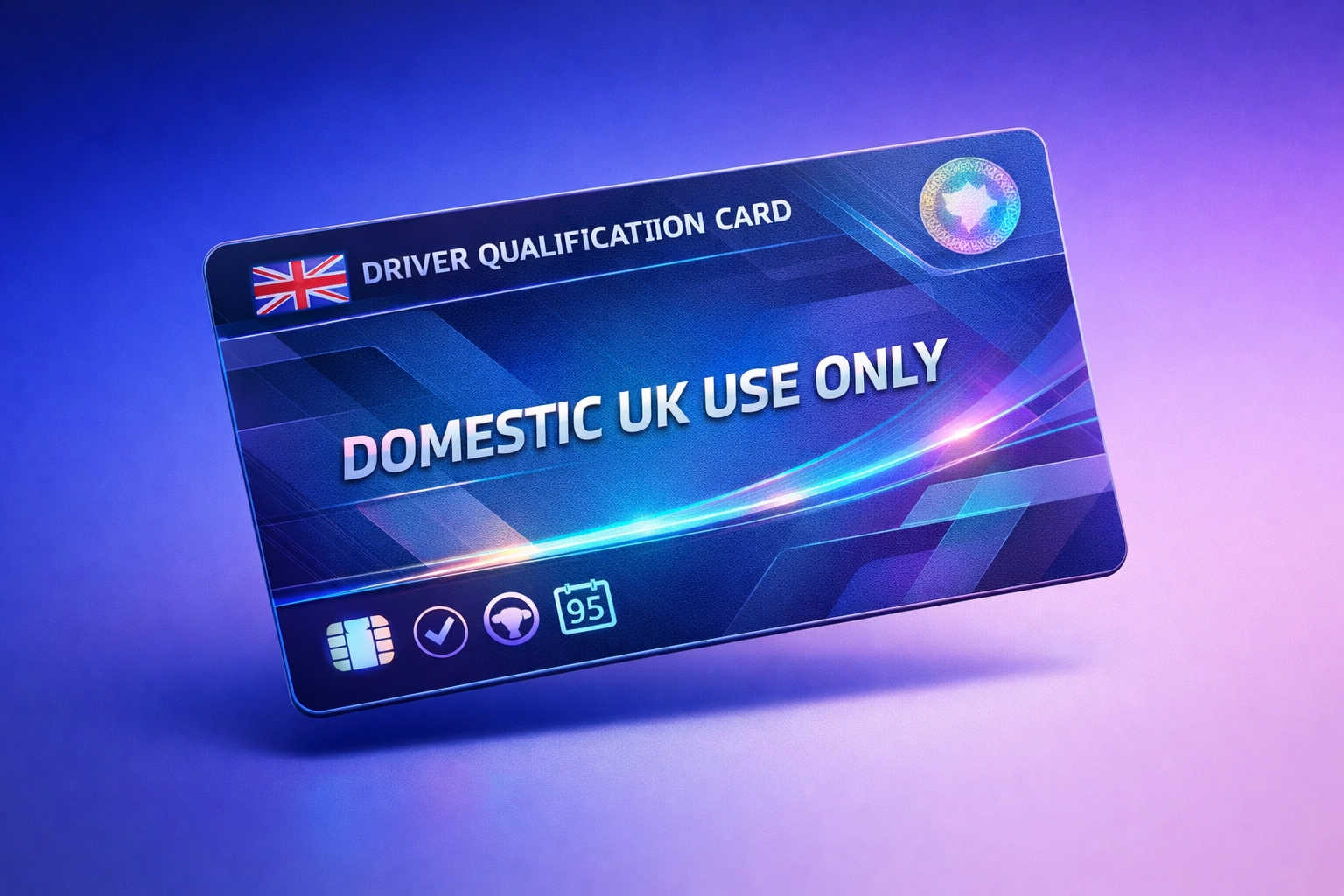 National Driver CPC qualification card showing domestic UK use only designation for HGV drivers