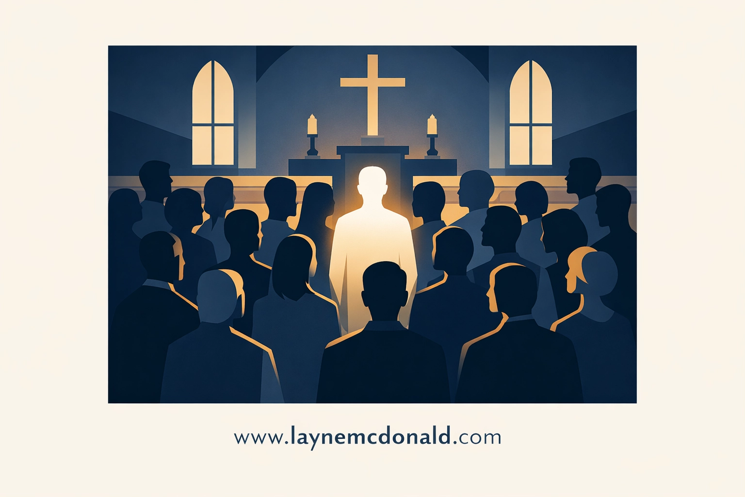 Gifted church leader standing out among congregation members in sanctuary