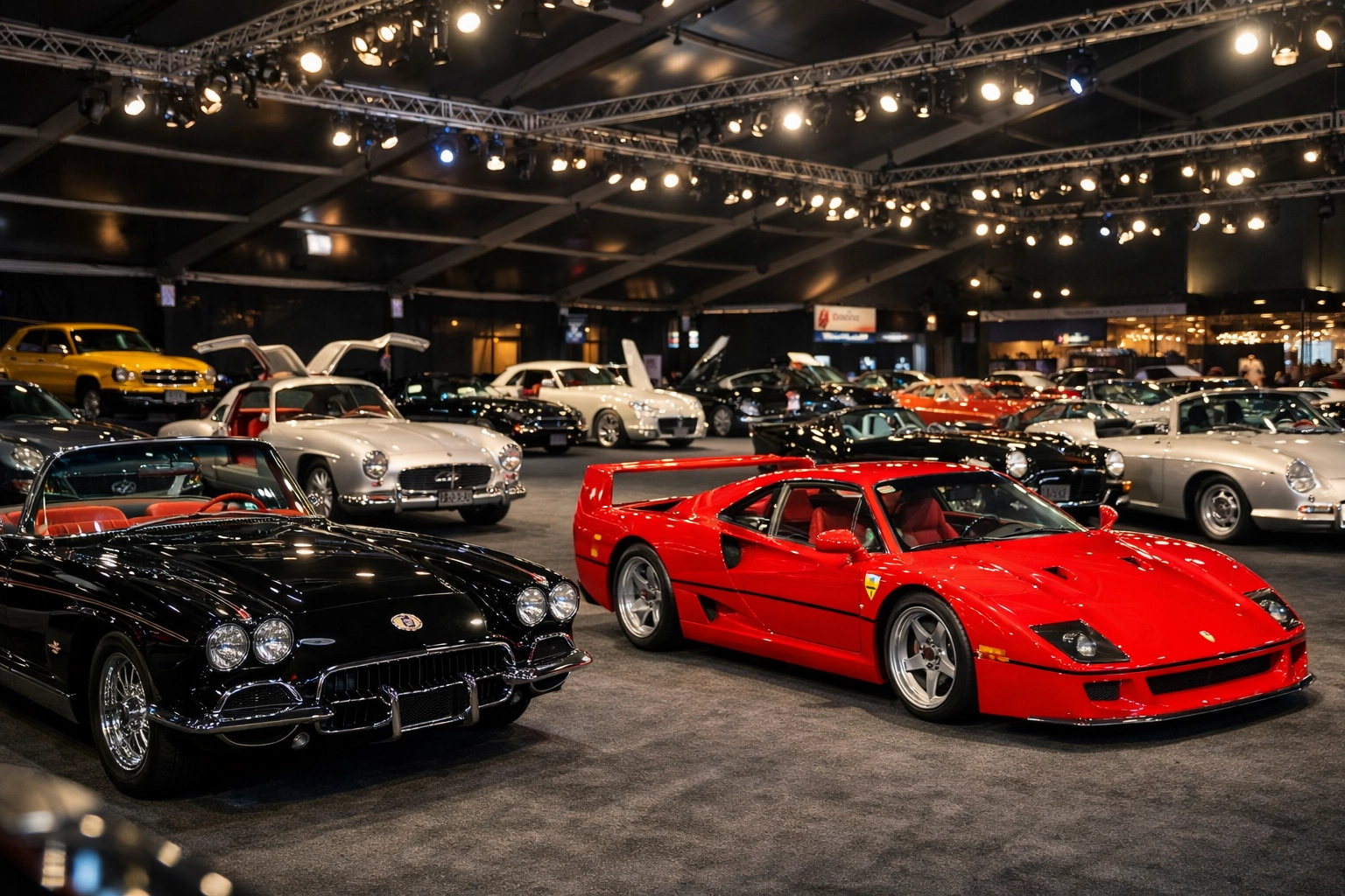 Luxury collector car display at a Scottsdale auction event