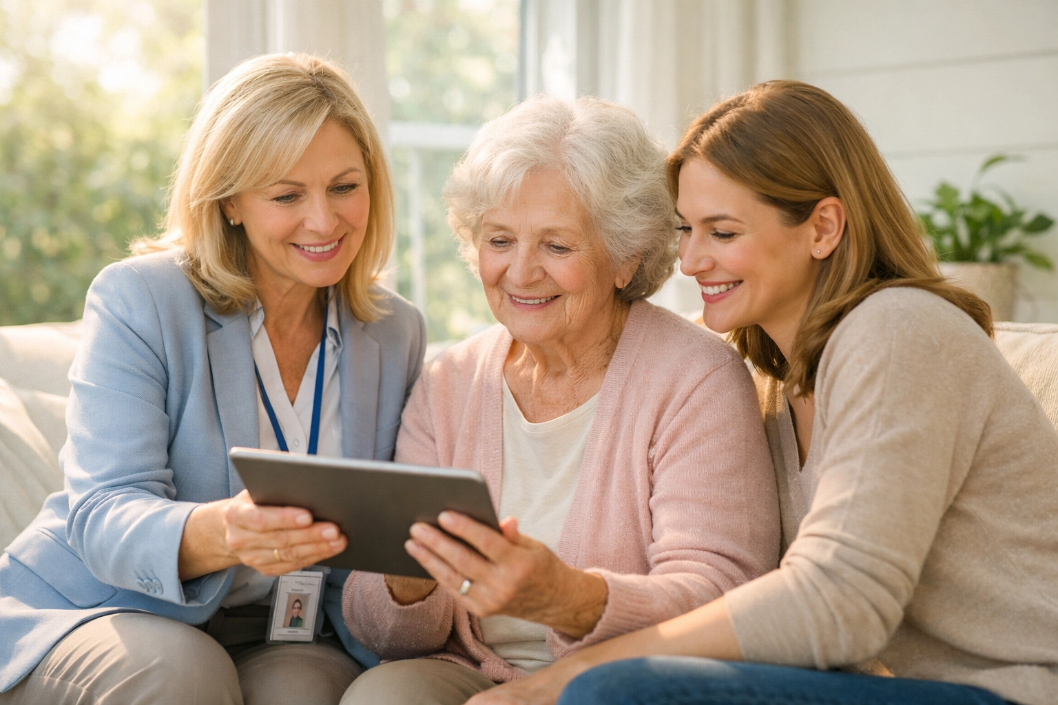 Sarasota senior care advisor discussing hospital discharge plans with a family.