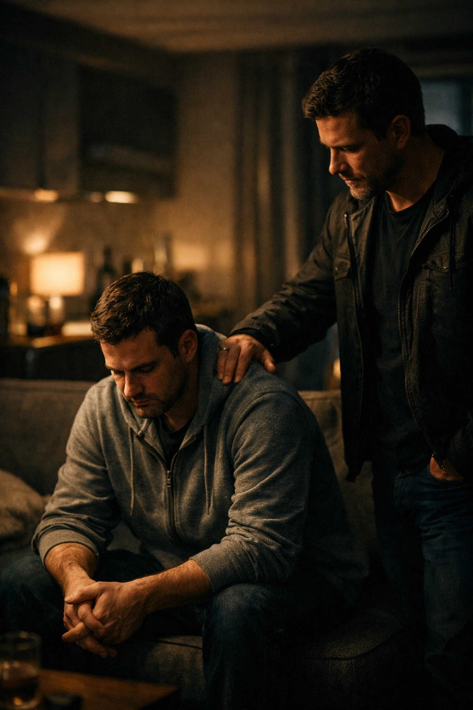 Two men sharing an intimate, emotional moment of support, reflecting the depth of MM romance novels.