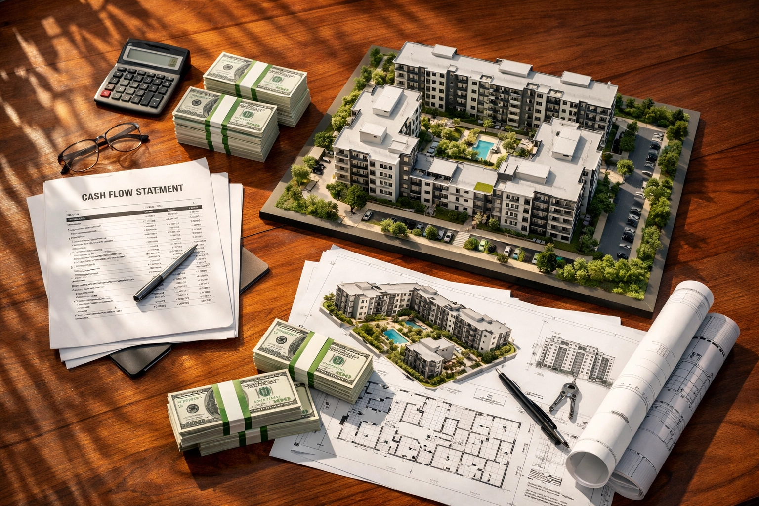 Multifamily real estate syndication investment planning with blueprints and financial models