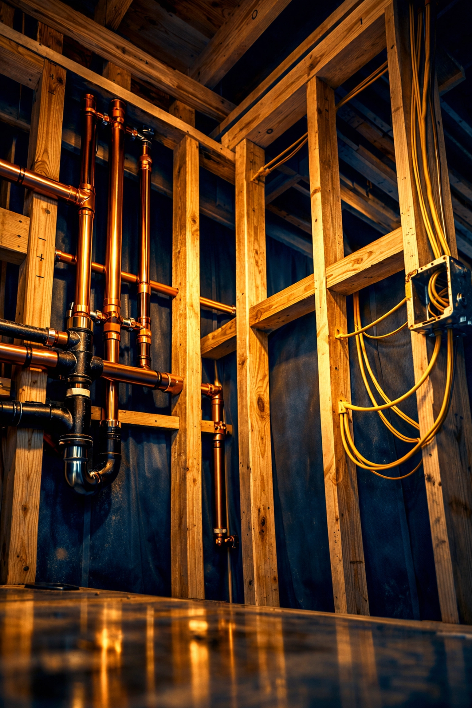 Professional rough-in plumbing and electrical work for a Houston kitchen remodeling project.