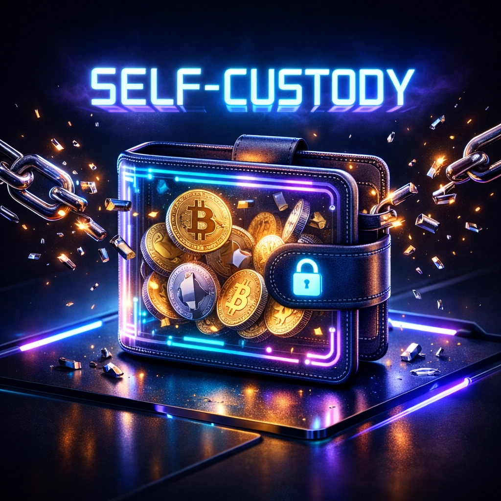 Self-custody crypto wallet with breaking chains representing merchant independence from custodial payment processors