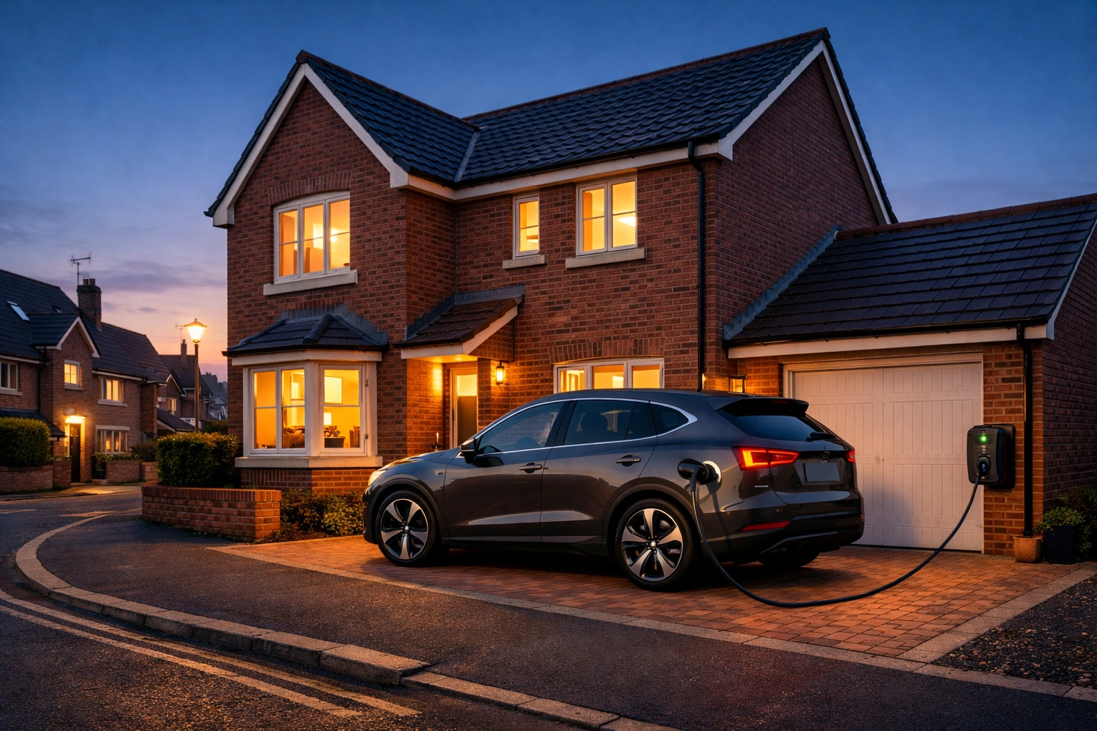 Electric car charging at an EV charging point installed by a professional electrician in Bournemouth.