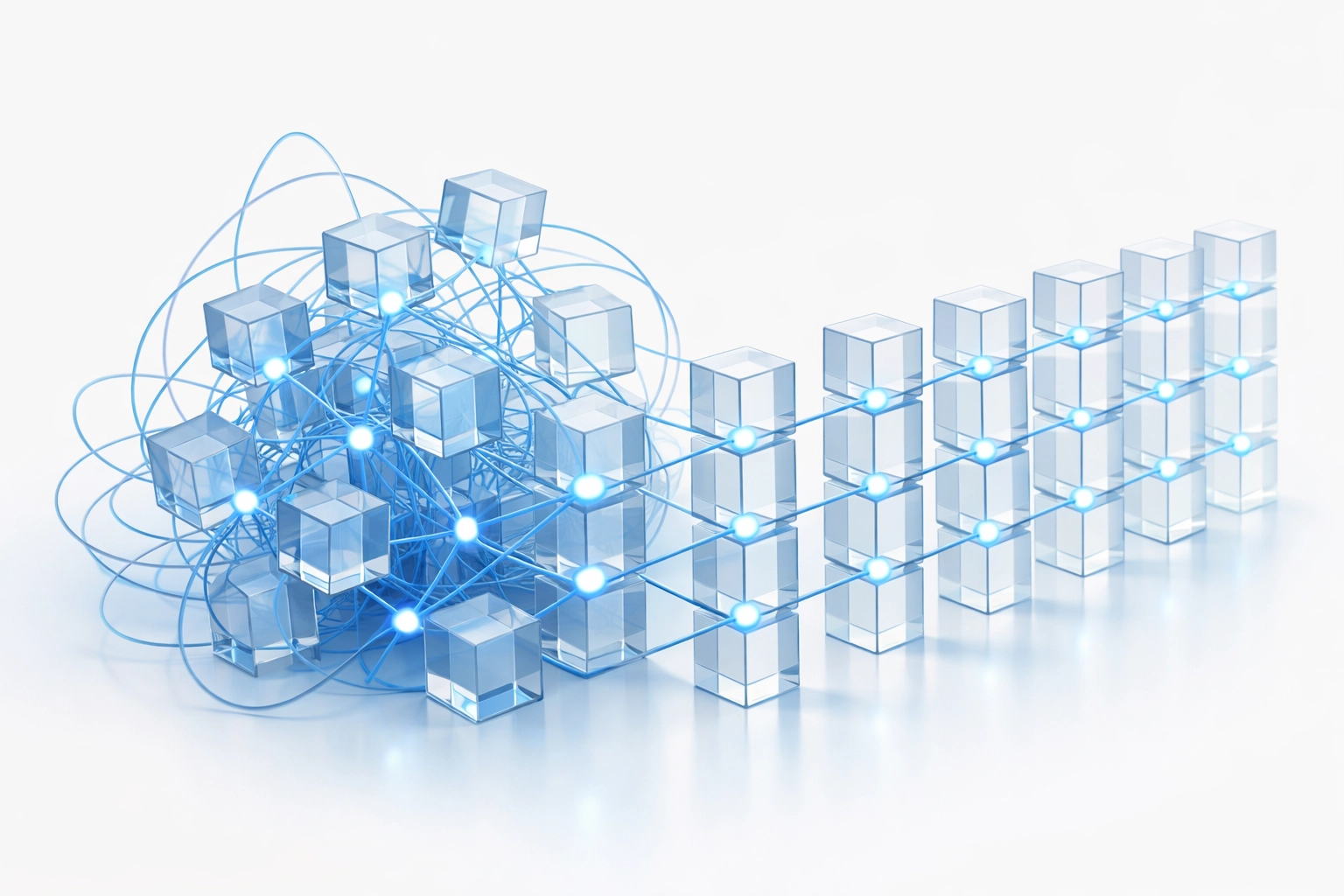 Abstract visual representing the transition from messy financial data to organized QuickBooks records.