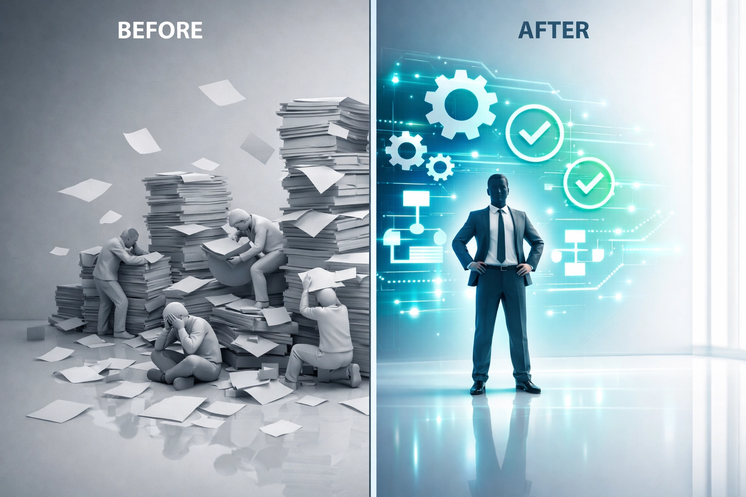 Business transformation from manual paperwork to automated workflow systems