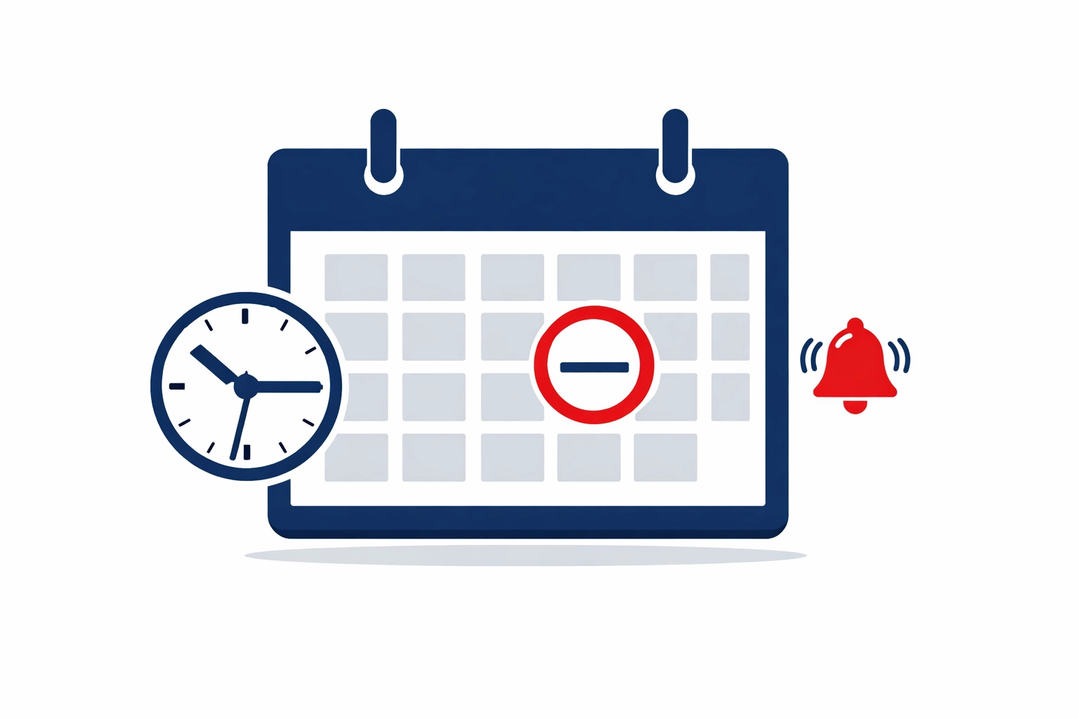 Calendar marking VAT return deadline with clock and alert reminder for UK businesses
