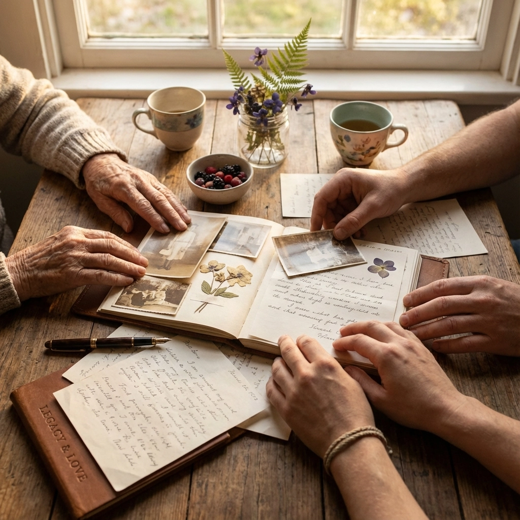 Death doula journaling with family