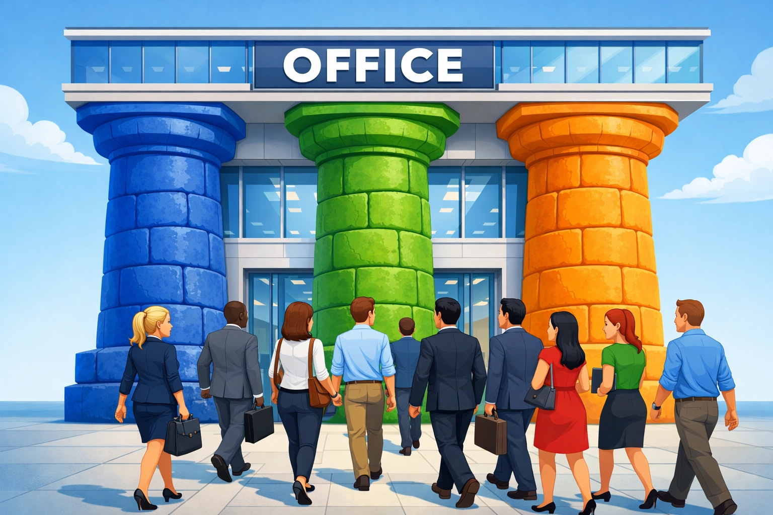 Cartoon illustration of the three pillars of lead recovery for SME service businesses.