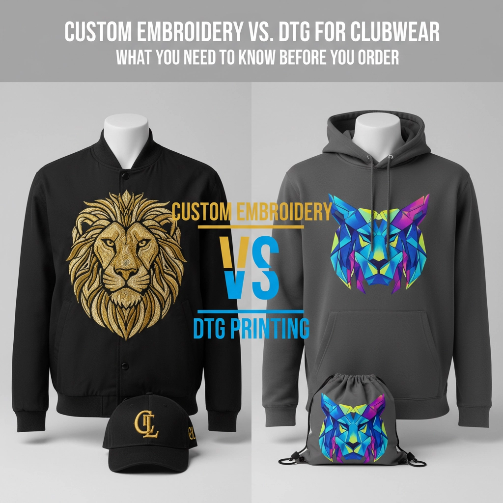 Custom Embroidery vs. DTG for Clubwear: What You Need to Know Before You Order