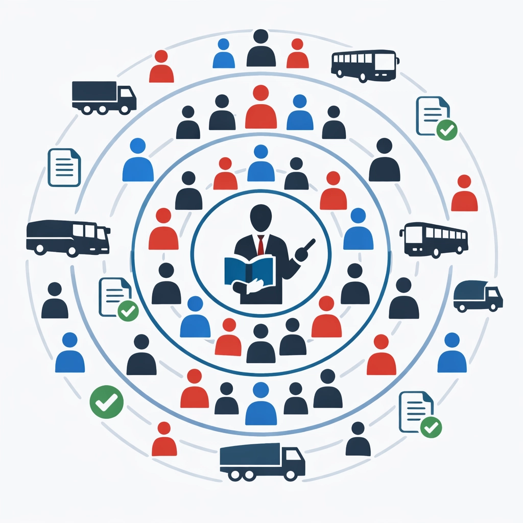 Knowledge transfer spreading across transport organization from single trained instructor